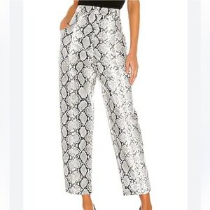 LPA Revolve White Marco Snake Print Sequined Barrel Leg Pant Size XSmall